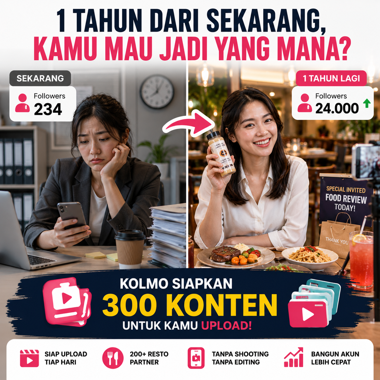 Member KOLMO sedang shooting food review di restoran Bandung